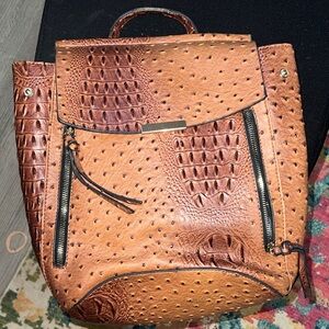 Brown Textured Women's Purse/Backpack
